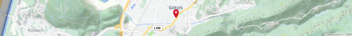 Kartendarstellung des Standorts für Kreuz-Apotheke in 6840 Götzis